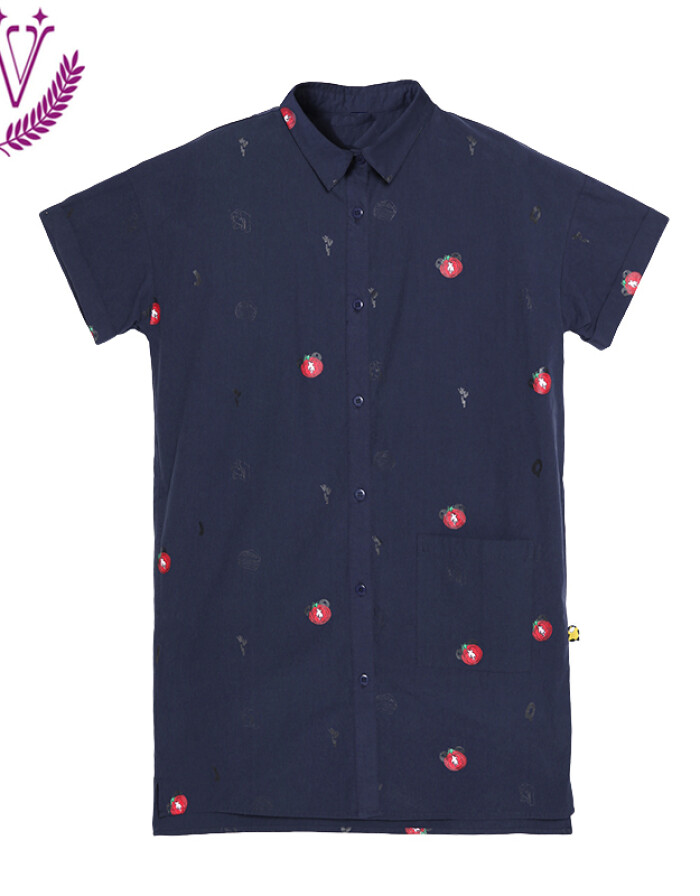 每購MEERYCO 2016年時尚專柜產(chǎn)品夏裝新款韓版印花甜美小清新中長款襯衣淑女襯衫學(xué)生 珍珠白